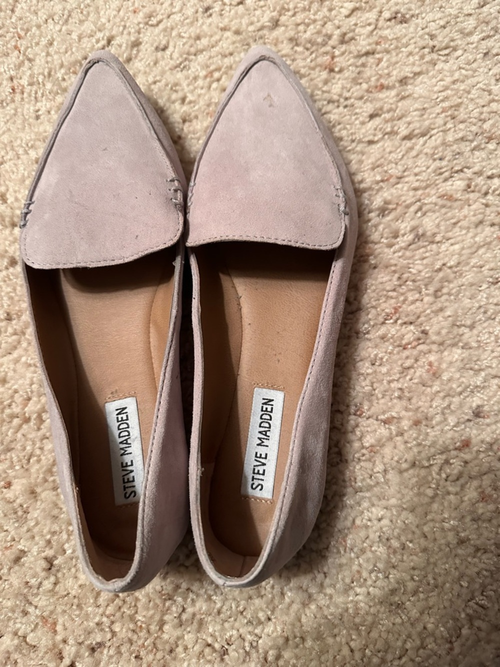 Steve Madden Light Pink Suede Pointed Toe Flats